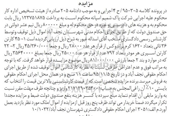 مزایده , مزایده کرم براندوکس - اسپری