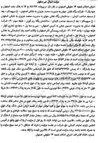 مزایده,مزایده پلاک ثبتی زمین بخش پنج اصفهان پرونده 880916 ج چهارده 