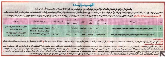 مزایده,مزایده فروش املاک عرصه 466.677 و 20080 متر
