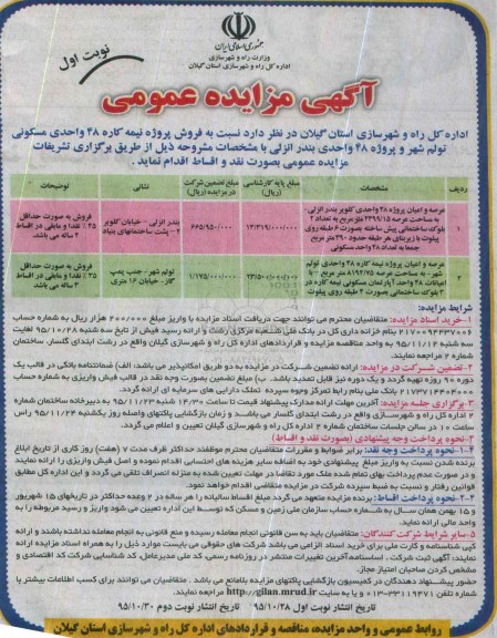 مزایده,مزایده فروش پروژه نیمه کاره 48 واحدی مسکونی