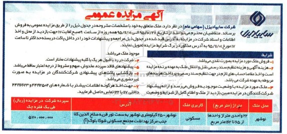 مزایده,مزایده ملک مسکونی بیست و دو واحدی