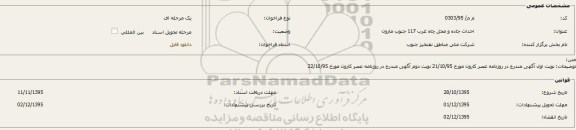 مناقصه احداث جاده و محل چاه غرب