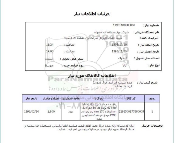 استعلام مقره شیشه ای 