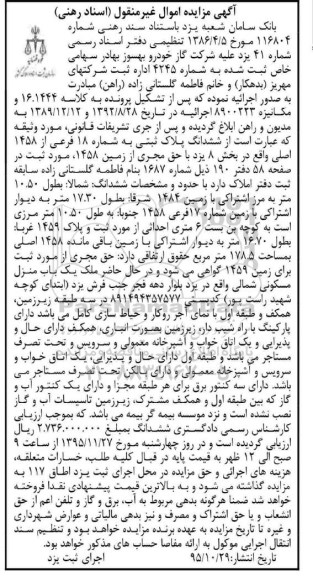 مزایده,مزایده ششدانگ پلاک ثبتی بخش 8 یزد