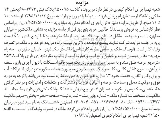 مزایده,مزایده مغازه تجاری با قدمت 13 سال