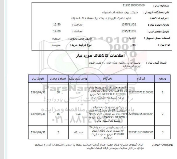 استعلام یونیت خازنی , راکتور بانک خازنی و کلید وکیوم 