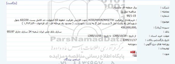 مناقصه محدود خرید هادی پرظرفیت