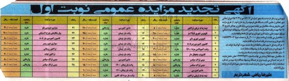 مزایده ، تجدید مزایده تعدادی از ماشین آلات و دستگاه های فرسوده 
