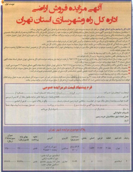 مزایده,مزایده فروش اراضی