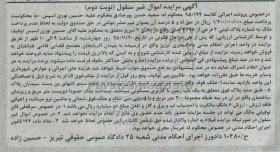 مزایده,مزایده ملک زمین مسکونی دویست متر نوبت دوم