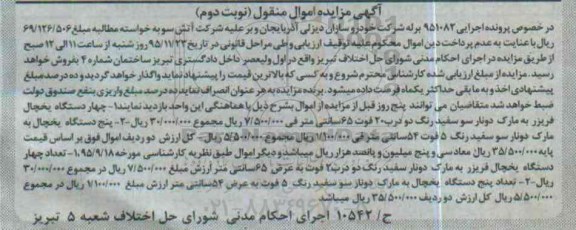 مزایده,مزایده تعدادی یخچال و یخچال فریزر 