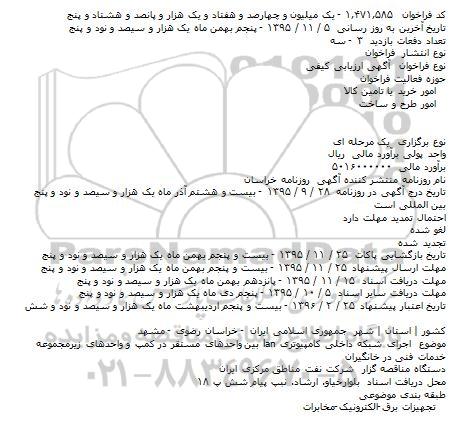 فراخوان اجرای شبکه داخلی کامپیوتری lan 
