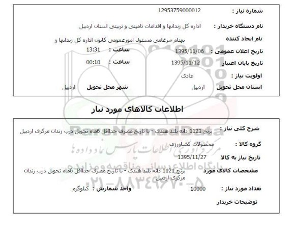 استعلام , استعلام برنج 1121 دانه بلند هندی