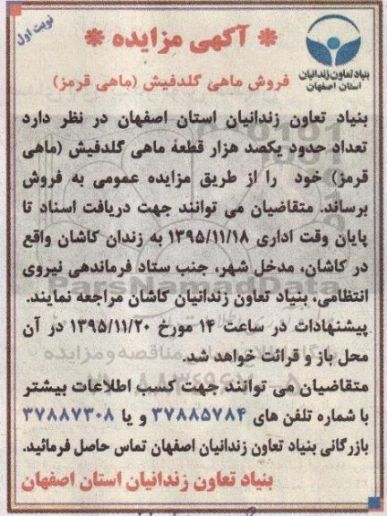 مزایده عمومی , مزایده فروش ماهی گلدفیش (ماهی قرمز)  