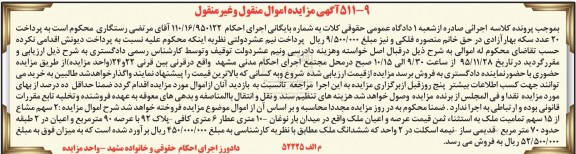 مزایده,مزایده 2 سهم مشاع از 15 سهم تمامیت ملک
