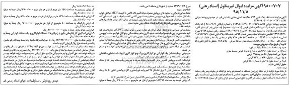 مزایده,مزایده ششدانگ پلاک ثبتی عرصه 187/61متر