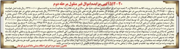 مزایده,مزایده ششدانگ مغازه تجاری مساحت 9.5 متر