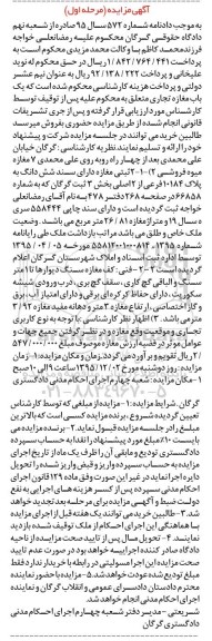 مزایده,مزایده مغازه بخش سه مساحت 26.81متر نوبت اول