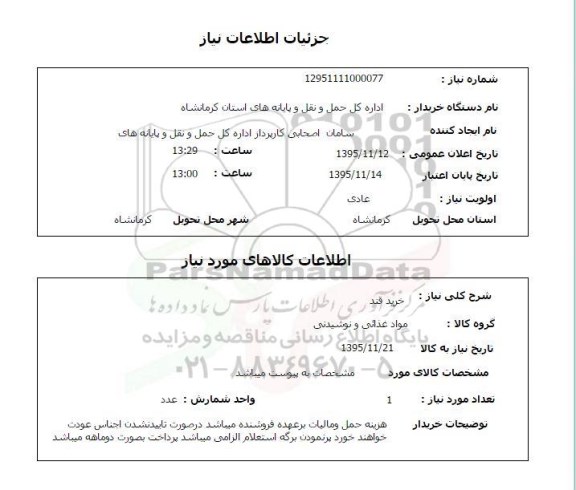 استعلام, استعلام خرید قند