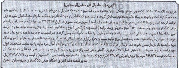 مزایده,مزایده یک و دو دهم شعی پلاک ثبتی 9989.77متر