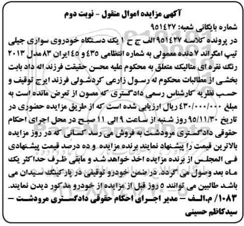 مزایده, مزایده یک دستگاه خودروی سواری جیلی