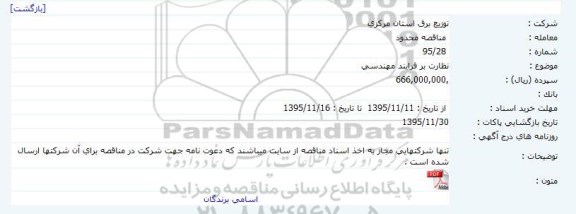 مناقصه محدود,مناقصه نظارت بر فرآیند مهندسی