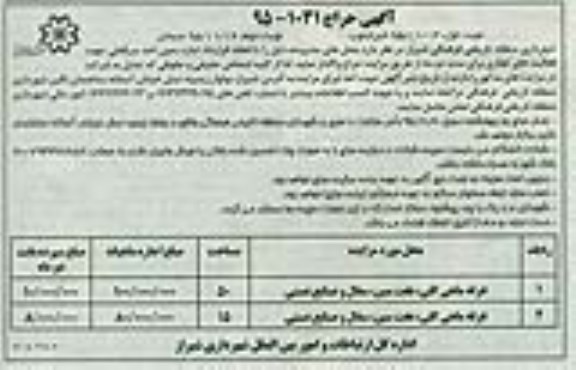 آگهی حراج , مزایده غرفه ماهی کلی ، هفت سین
