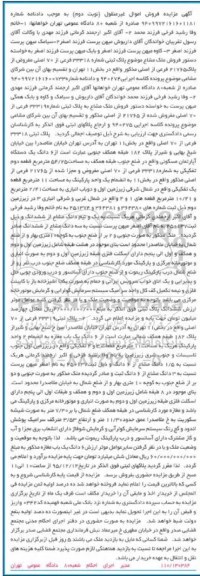 مزایده,مزایده ششدانگ اپارتمان مسکونی قطعه دوم تفکیکی