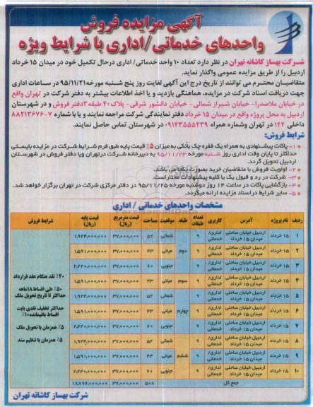 مزایده,مزایده فروش ده واحد خدماتی اداری در حال تکمیل
