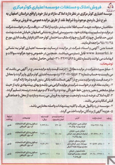 مزایده,مزایده فروش املاک و مستغلات موسسه اعتباری