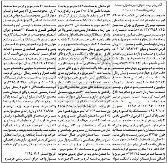 مزایده,مزایده ششدانگ پلاک مورد رهن تحت پلاک ثبتی سی و دو فرعی