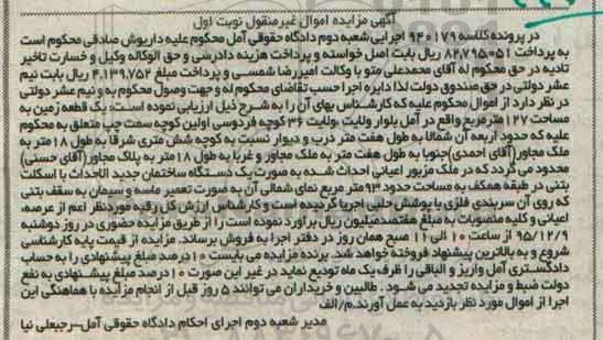 مزایده,مزایده یک قطعه زمین مساحت 127 متر نوبت اول