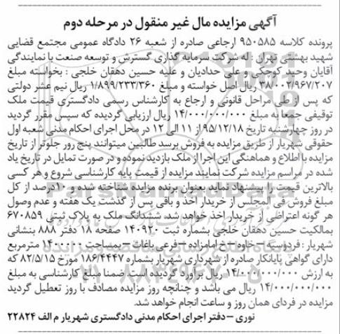 مزایده,مزایده ششدانگ ملک مساحت 1400000متر