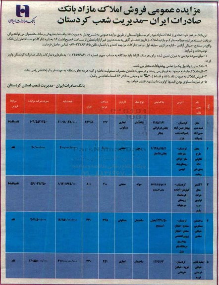 مزایده,مزایده فروش تعدادی از املاک در سطح استان