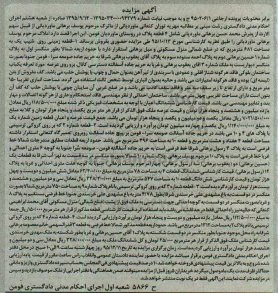 مزایده,مزایده 4 قطعه پلاک روستای ماوردیان فومن
