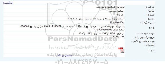 استعلام,  استعلام بهاء توسعه و بهبود خط دو مداره سوق-لنده فاز 4