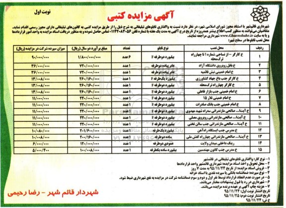 آگهی مزایده کتبی , مزایده واگذاری تابلوهای تبلیغاتی