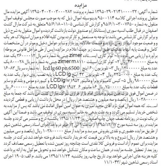مزایده کولر گازی ایستاده