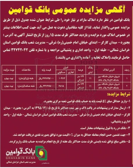 مزایده,مزایده دو قطعه ملک عرصه هرکدام 134 متر اشتراکی