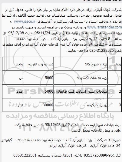 مزایده پوسته های اکسیدی