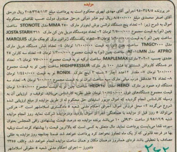 مزایده,مزایده تعداد پنج دستگاه ترانس بوش