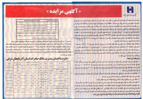 مزایده,مزایده فروش تعدادی از املاک مازاد