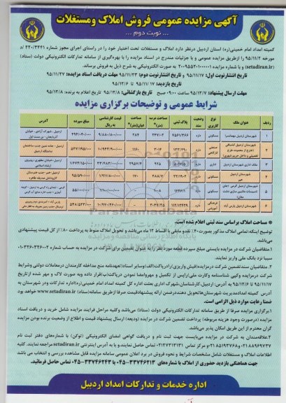 مزایده,مزایده عمومی فروش املاک و مستغلات نوبت دوم
