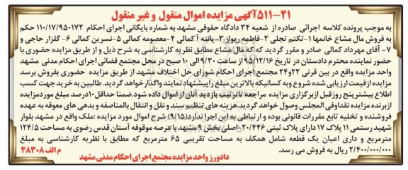 مزایده,مزایده ملک با عرصه 124.5 متر