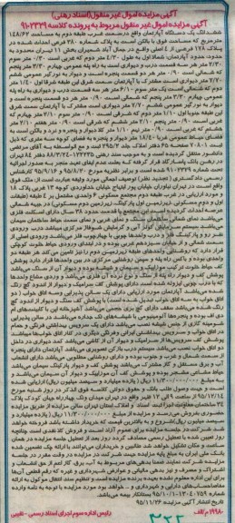 مزایده,مزایده ششدانگ اپارتمان سمت غرب مساحت 148.62متر