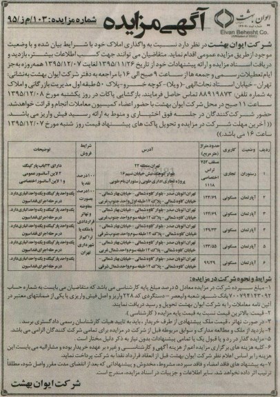 مزایده,مزایده واگذاری املاک کاربری مسکونی تجاری