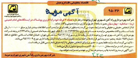 آگهی مزایده, مزایده واگذاری تعداد 3 غرفه خود را با کاربری پوشاک
