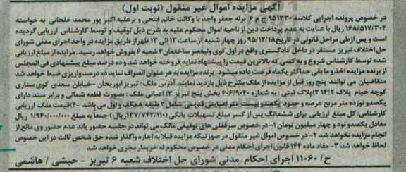 مزایده,مزایده ملک با اعیان 120 متر نوبت اول