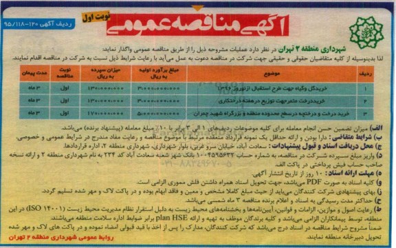 مناقصه ، مناقصه خرید گل و گیاه  ... 