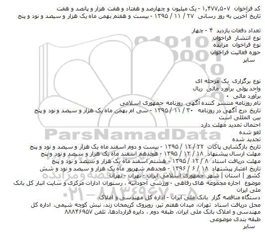 مزایده ، مزایده اجاره مجموعه های رفاهی - ورزشی آجودانیه ...